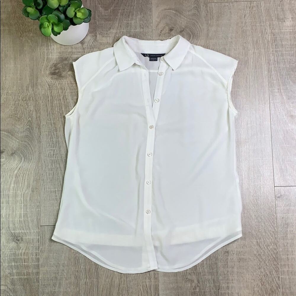 A/X ARMANI Women's Open Back Sleeveless Button Down Blouse